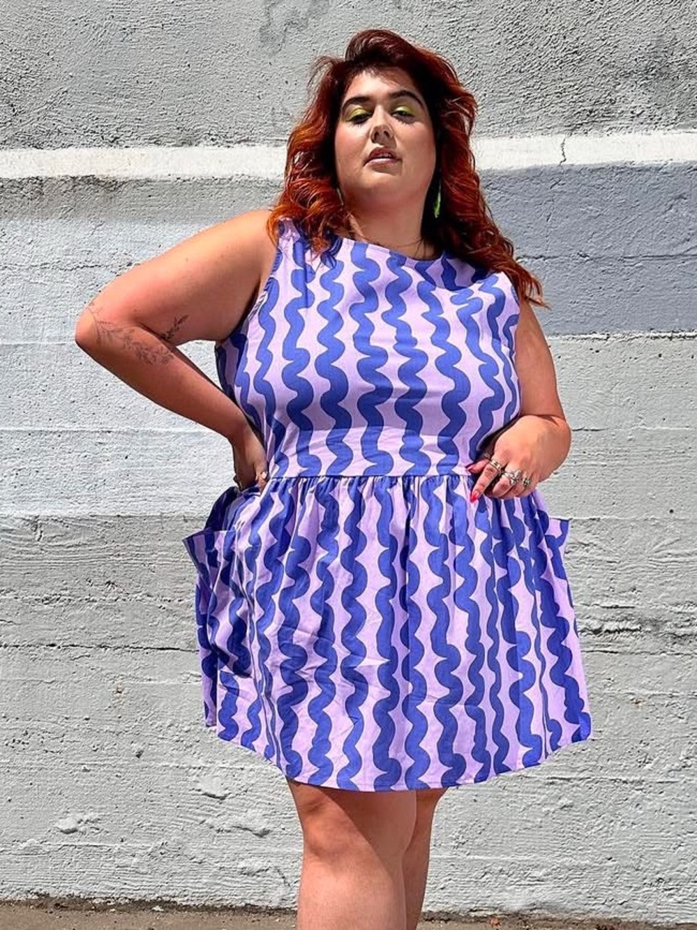 Nooworks Purple Squiggle Big Pocket Dress NWOT
